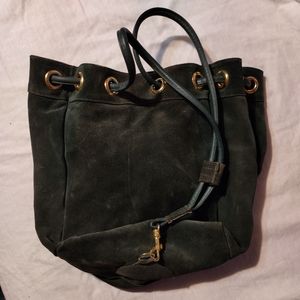 Dark green Lord and Tayler suede backpack/ or hand carry  hobo purse